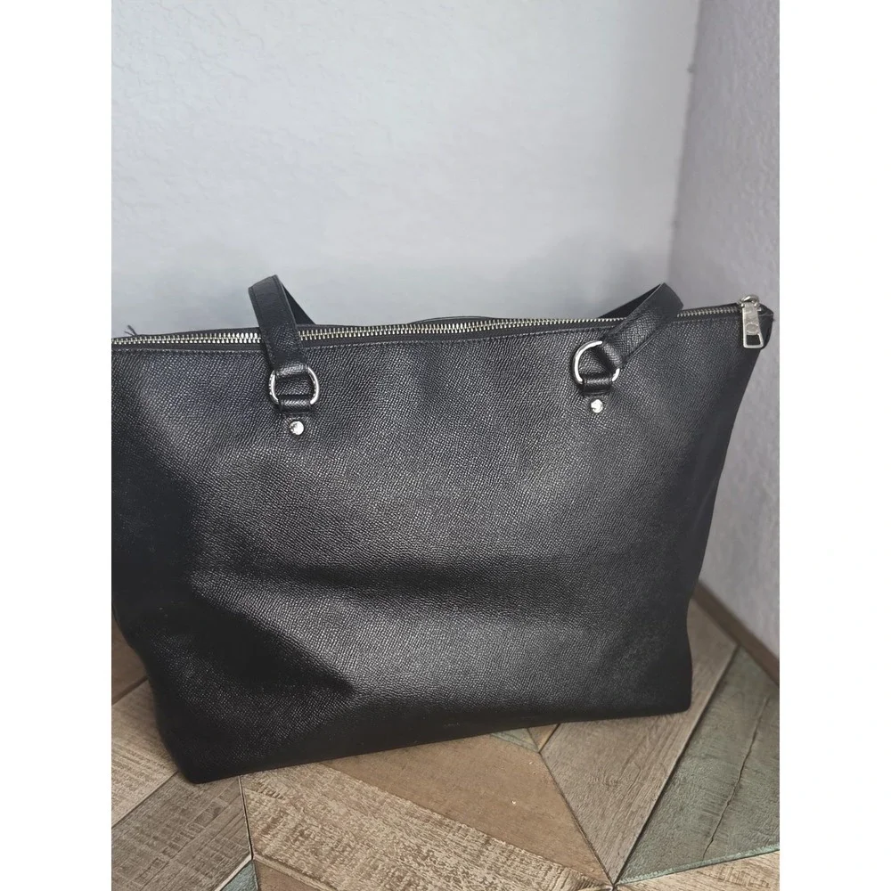 Coach Large Gallery Tote‎ Crossgrain Black / Silver Leather Shoulder bag